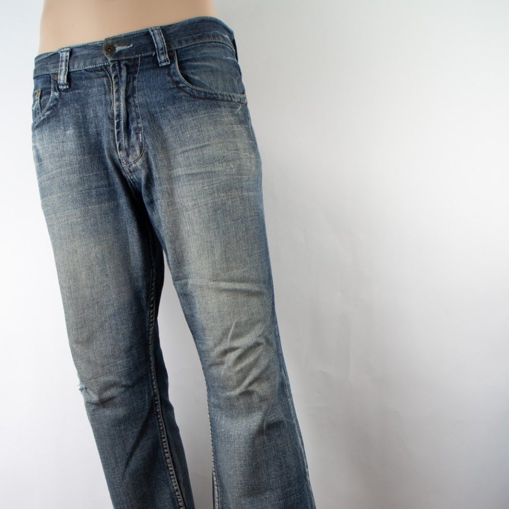 Flypaper Bootcut 33 (34 X 29) Men's Denim Jeans Medium Wash Zip Fly